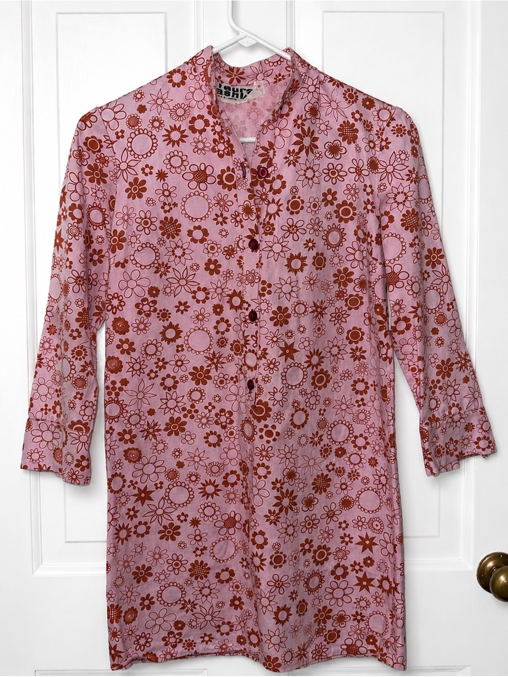 RARE Vintage Laura Ashley Wales Pink Floral Mod Mini Dress 60s 70s Made in Wales